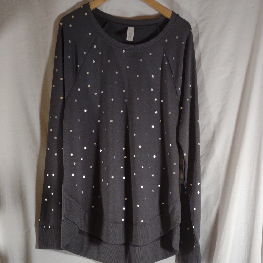 NWT Balance Collection Dark Gray Polka Dot Sweatshirt - Size L